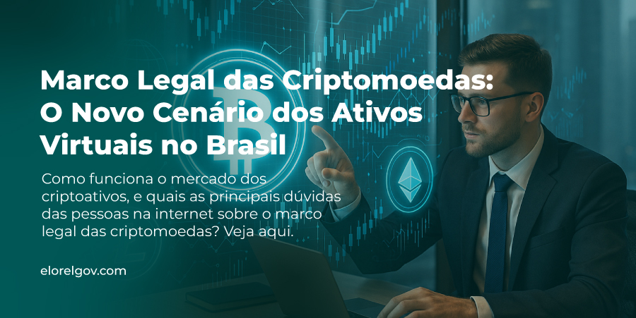criptomoedas - homem apertando um botão virtual com o símbolo do BitCoin